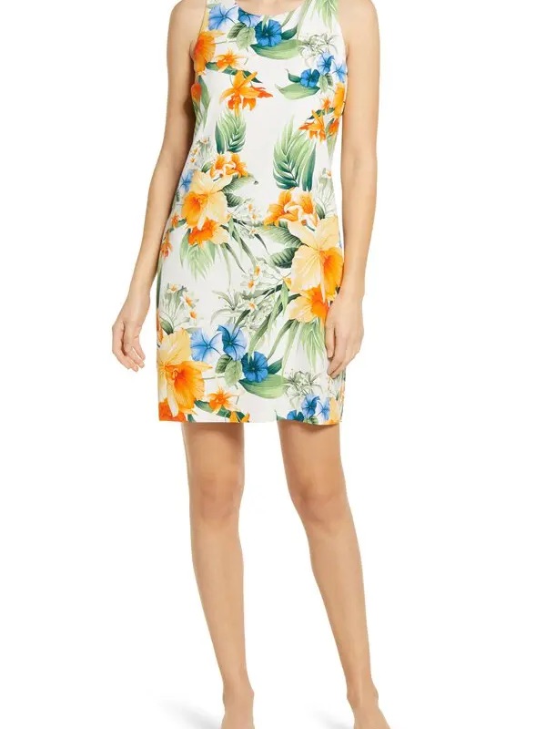 Tommy Bahama Fleur De Lite Silk Floral Shift Mini Dress Size S/P Pockets